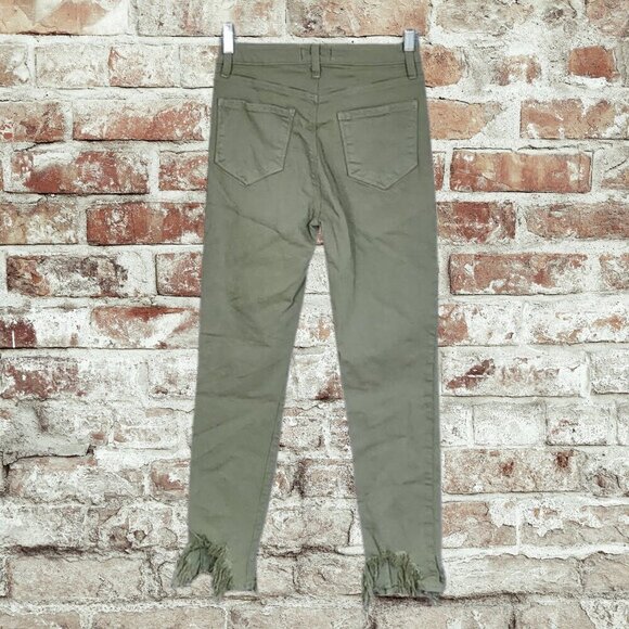 2/$50 L'Agence Green Distressed Jeans Size 25 | Trendy Slim-Fit Denim Pants - Picture 2 of 7